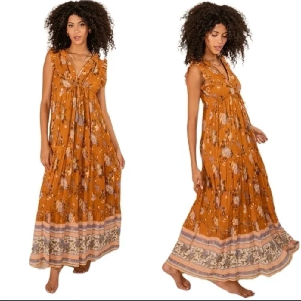 RAGA NWT Sleeveless Floral Maxi Dress in Mustard SMALL